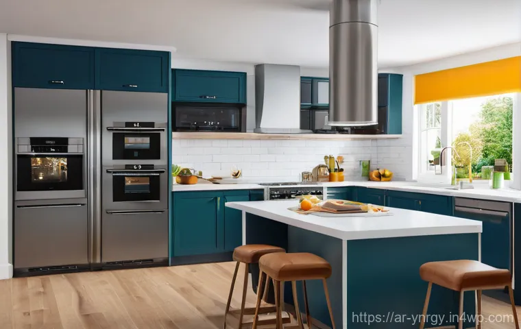 효율적인 조리를 위한 에너지 절약 기술 - Here are three detailed image prompts in English, designed to promote energy saving in the kitchen w...